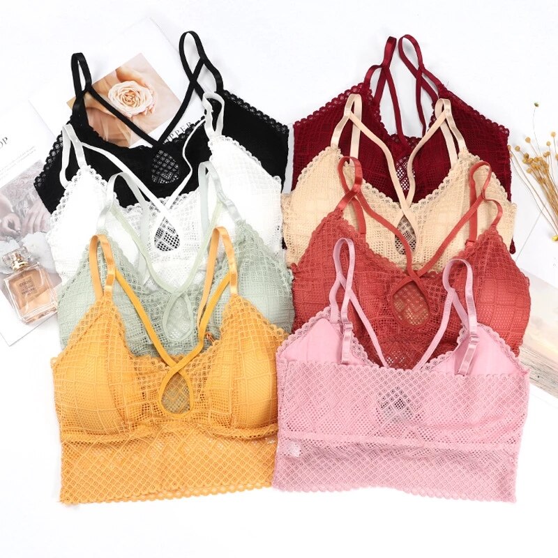 Sujetador deportivo para mujer, Tops cortos a prueba de golpes, ropa interior de encaje para mujer, chaleco de intensidad alta, acolchado para gimnasio, Yoga, sujetador de Fitness