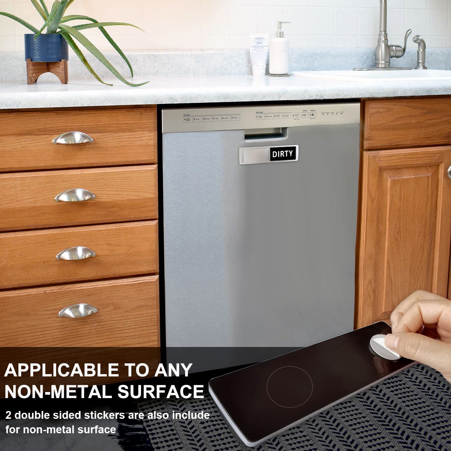 Clean and Dirty Dishwasher Magnet Sign,Optional Adhesive Magnetic Kitchen Decor, Easy Read，Shutter Slide Magnets for Dish Washer