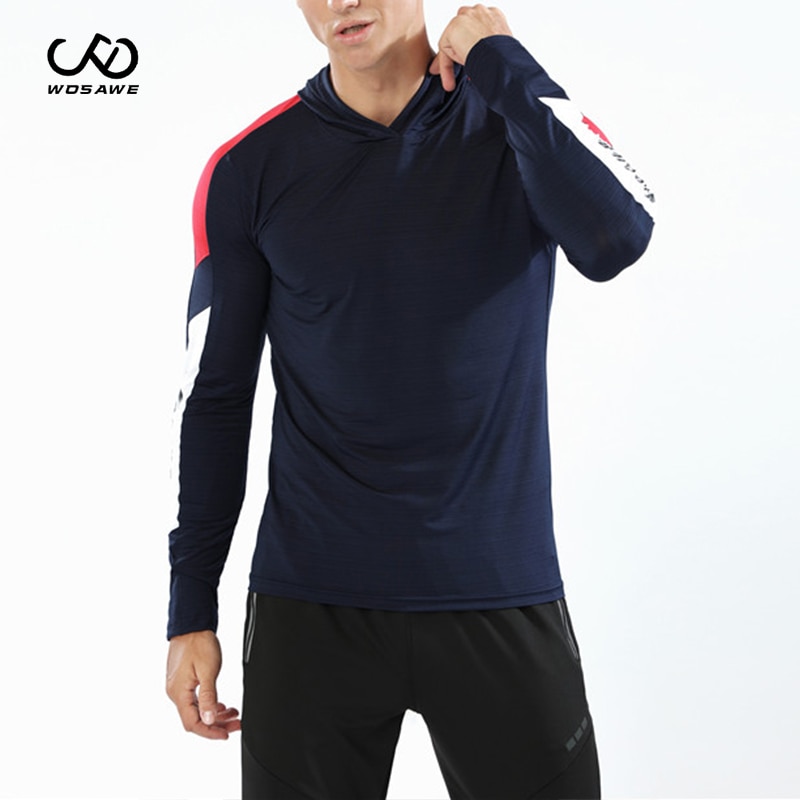 Wosawe herr ourdoor joggingjackor cykeljackor löparjackor fitness sport kappa huva tight hoodie gym fotboll träning