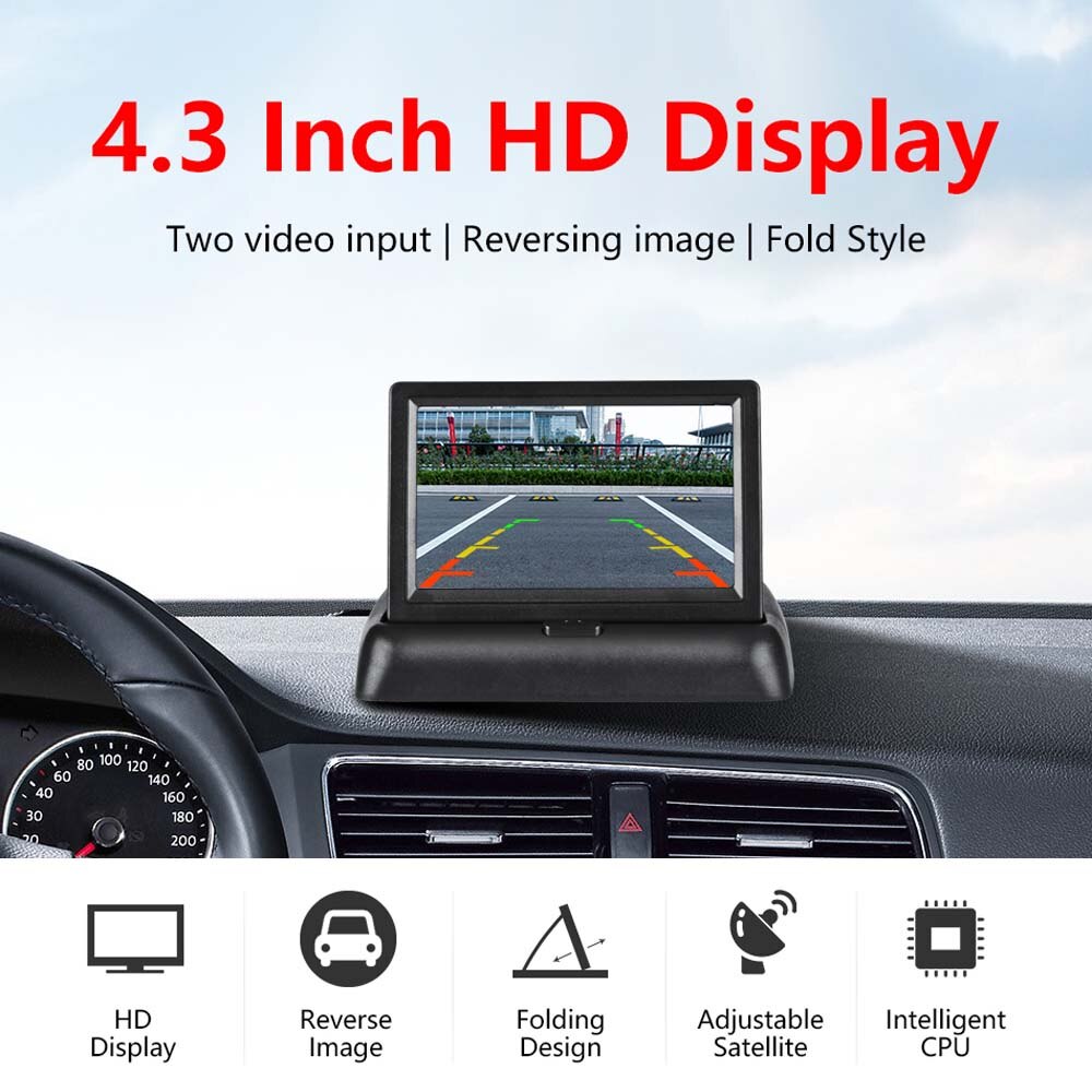 4.3 Inch Hd Wireless Tft Lcd Auto Display Opvouwbare Monitor Reverse Camera Parking System Voor Auto Achteruitkijkspiegel Monitor
