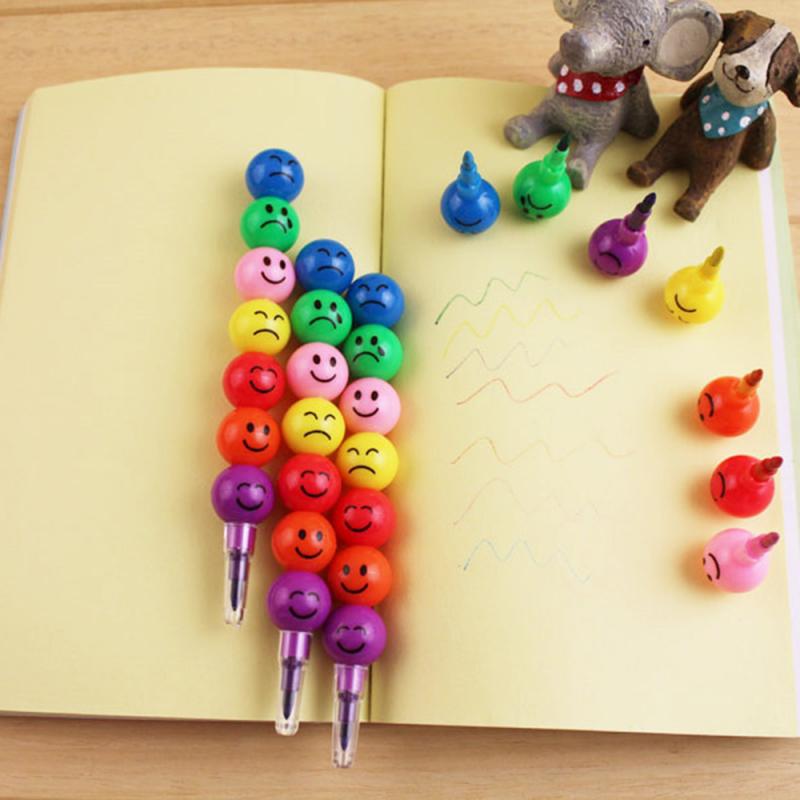 7 kleuren snoep haws kleurpotloden smiley gezicht tekenen kinderen student kunstbenodigdheden kawaii school schilderen speelgoed baby onderwijspen
