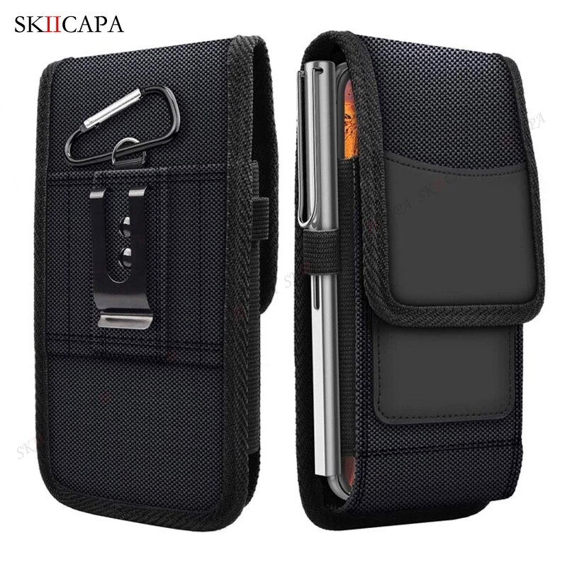 Holster Oxford Cloth Phone Pouch for iPhone 12 13 Pro Max Belt Clip Wallet Phone Case for APPLE 12 13 MINI PU Leather Waist Bag