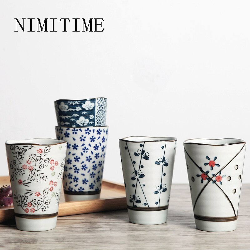 Nimitime japansk keramikkopp handmålad blommig tekopp kaffekopp ölmuggset