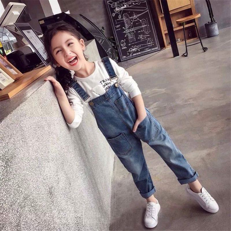 Vår høst jumpsuit for jenter barn dongeribukser baby girl overall tenåringer jenter jeans overall klær barn jumpsuit  t148