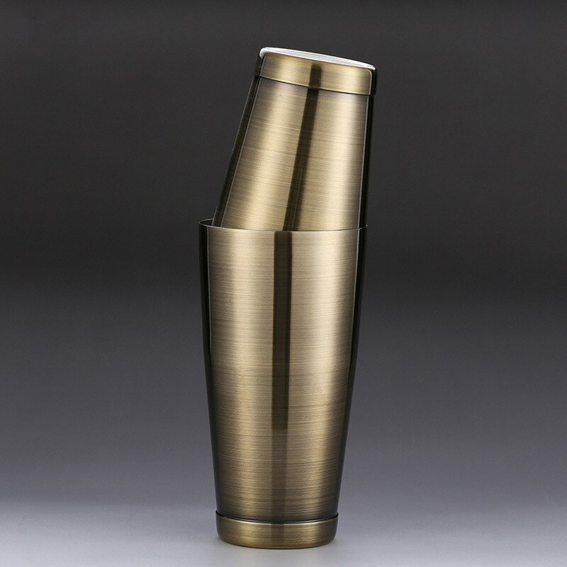 Boston – Shaker à Cocktail, plateaux à secouage pondérés, plaqués or/cuivre, finition noire/miroir, outils de bar haut de gamme: Anti Bronze