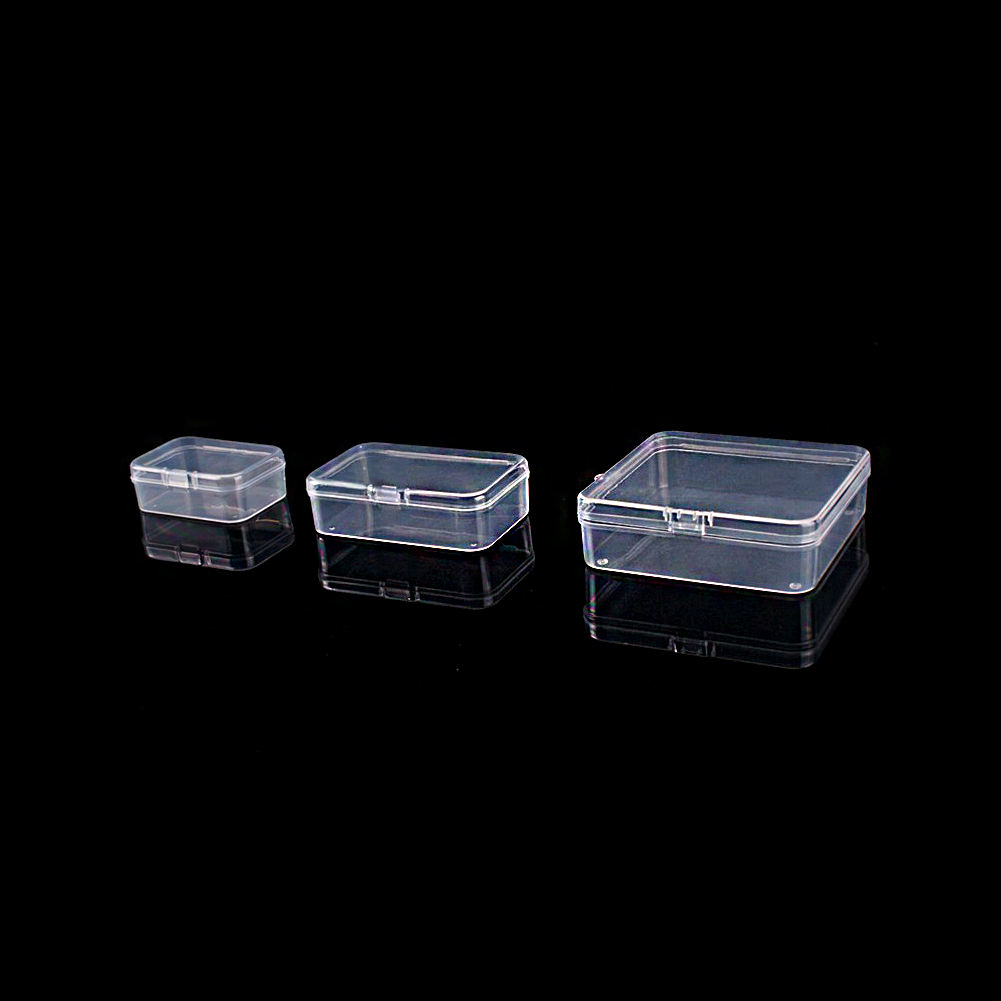 Firkantede æsker mini klar plast smykker opbevaring etui container emballage æske til øreringe ringe perler samle småting