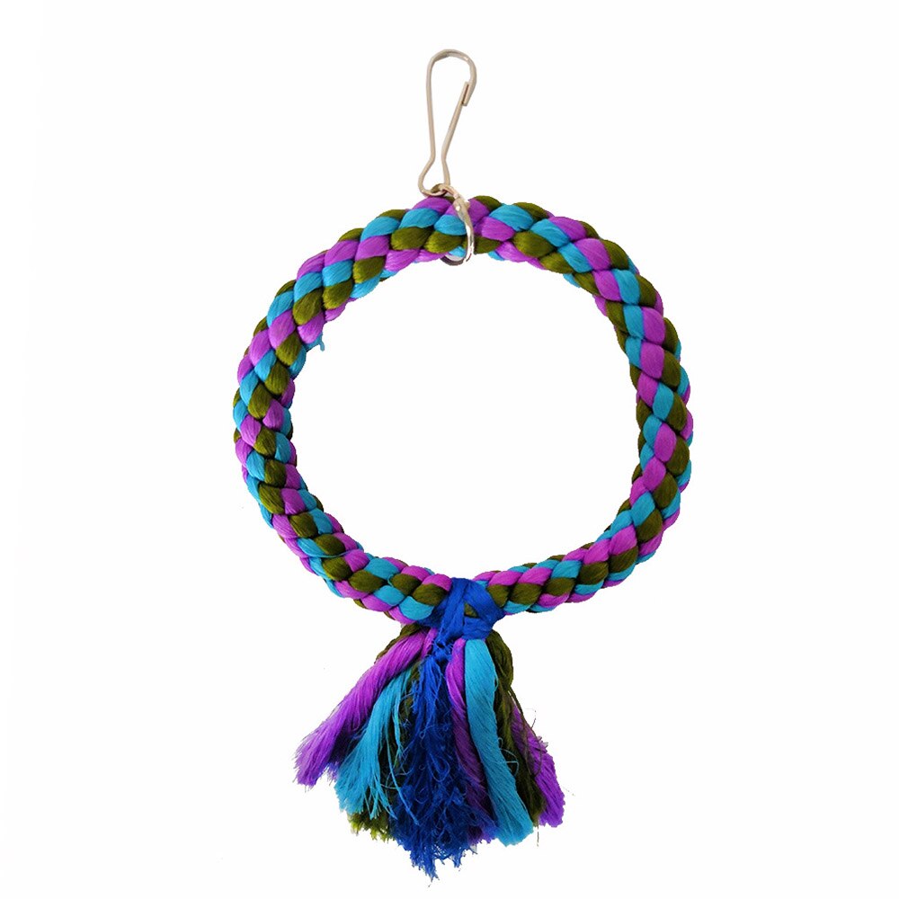 Bird Toy Woven Cotton Rope Parrot Swing Toy Funny Geometric Bird Stand Chewing Rack Parrot Hanging Playing Toys Bird Accessories: 13x26cm