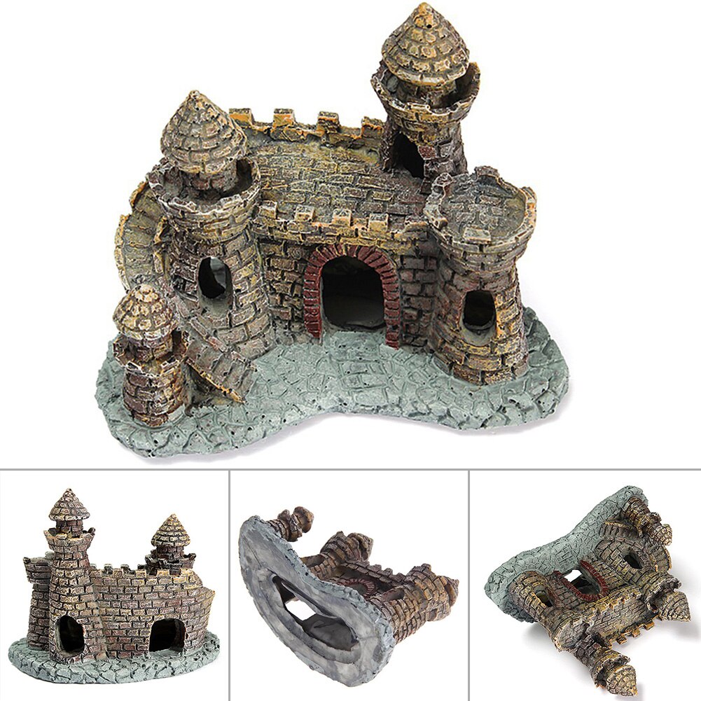 Pequeño castillo pared ruinas rústico acuario ornamento pecera decoración