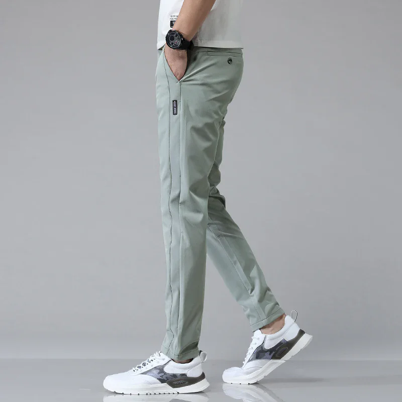 Spring Summer Ultra-thin Men's Stretch Slim Straight Casual Pants Breathable Golf Sports Trousers