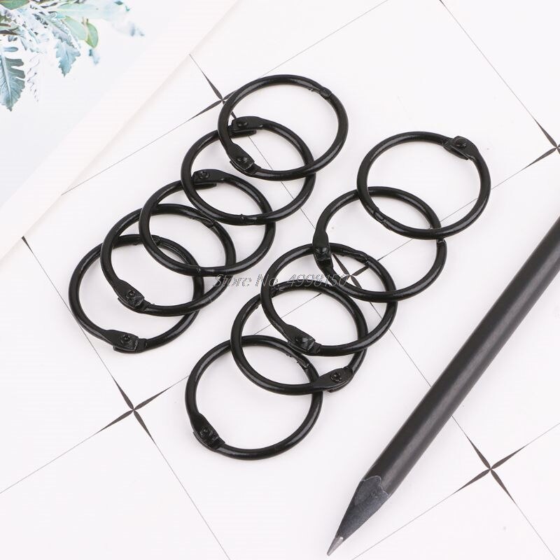 Anillas de Metal para encuadernar hojas sueltas, aros para libros, álbumes DIY, suministros de oficina y escuela, manualidades, , 10 Uds.