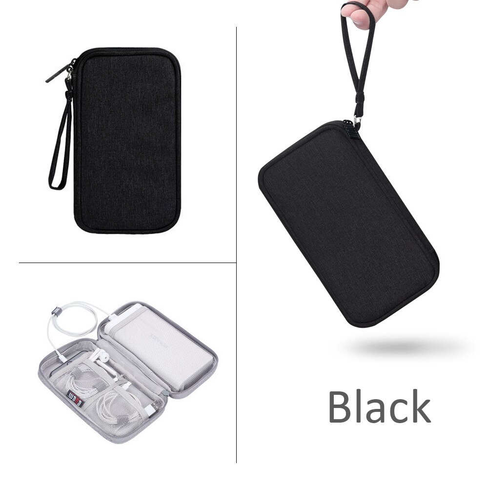 Travel Power Bank Protective Case,External Hard drive Battery PowerBank Storage Bag USB Cable Headphone Bag: black