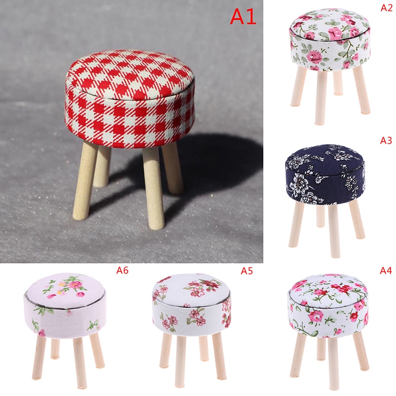 1/12 Bilancia Miniatura casa delle bambole Mobili Rotondo Floreale Sgabello Sedia ACC per le Bambole Casa Decor Bambini I Bambini Giochi di imitazione Giocattolo