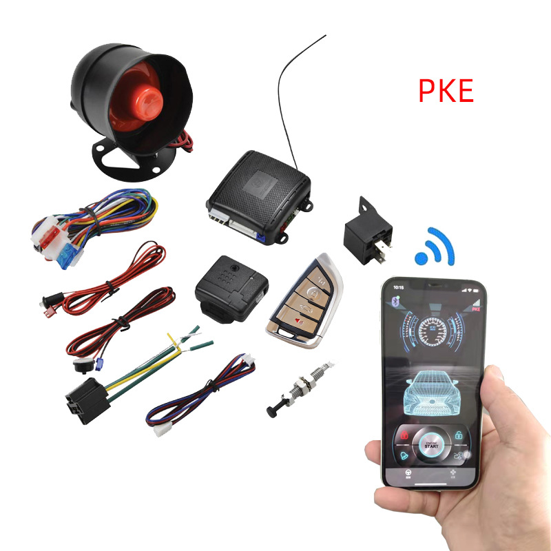 12v bilalarm tyverisikringsenhet med mobiltelefonapp-driftskontroll pke bluetooth-bryterlås: Rød