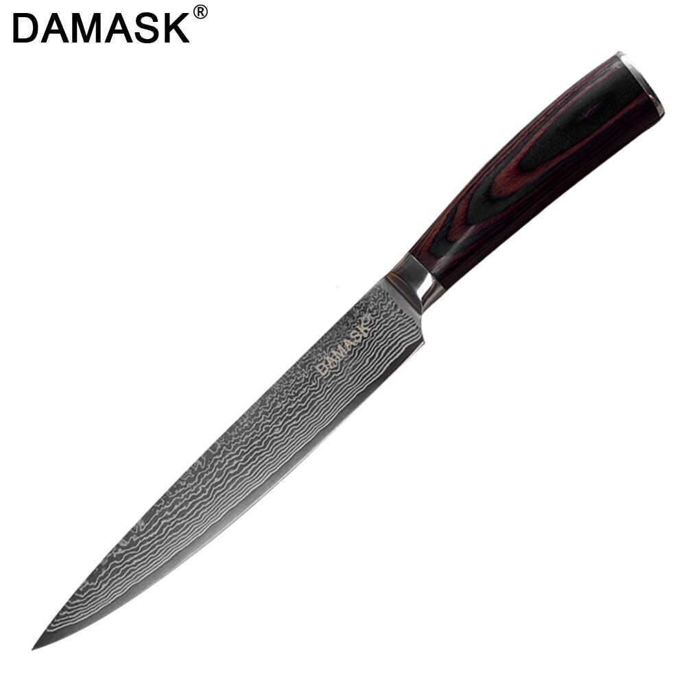 Damask couteaux de cuisine en acier | VG10 de supérieure, damas manche G10 utilitaire de parage, Santoku hachage couteaux de cuisine, Chef: 8 Slicing Knife