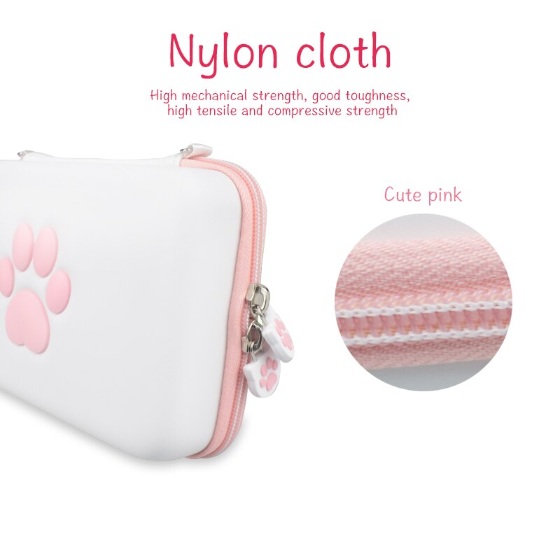 DATA FROG Cute Cat Paw Bag For Compatible-Nintendo Switch Console Hard Portable Travel Carrying Case For Switch Lite Accessories