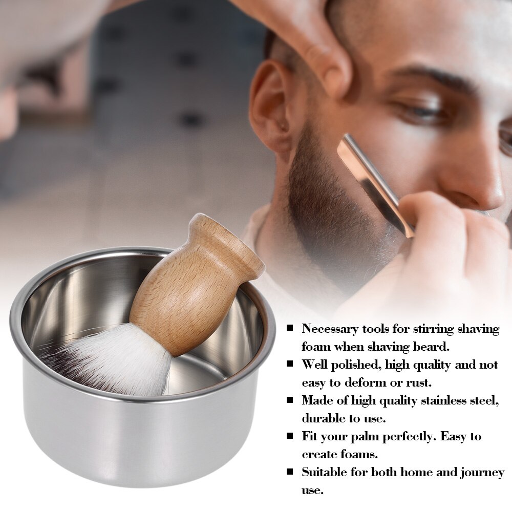 Stainless Steel Shaving Bowl Men's Soap Cup Shaving Mug Bowl Male Face Cleaning Soap Shaving Tool