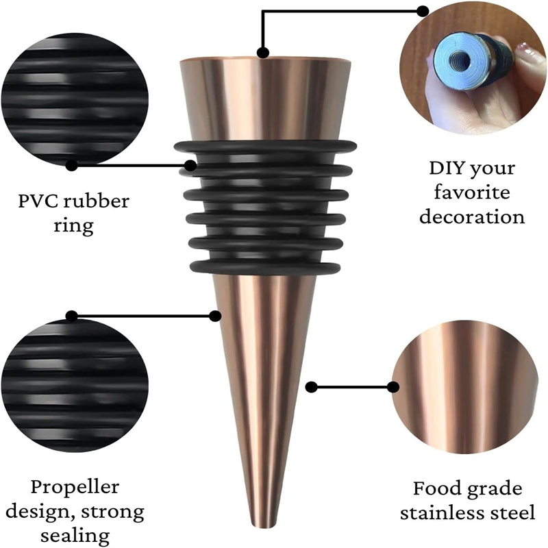 Zinc Alloy Wine Bottle Stopper Rubber Wine Stoppers Reusable Bottle Stoppers for Kitchen, Bar, , Party, Wedding
