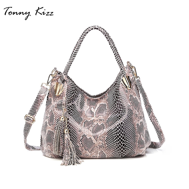 Tonny kizz bolsos grandes para mujeres bolso de hombro femenino bolsos de mano de cuero serpentina de alta calidad