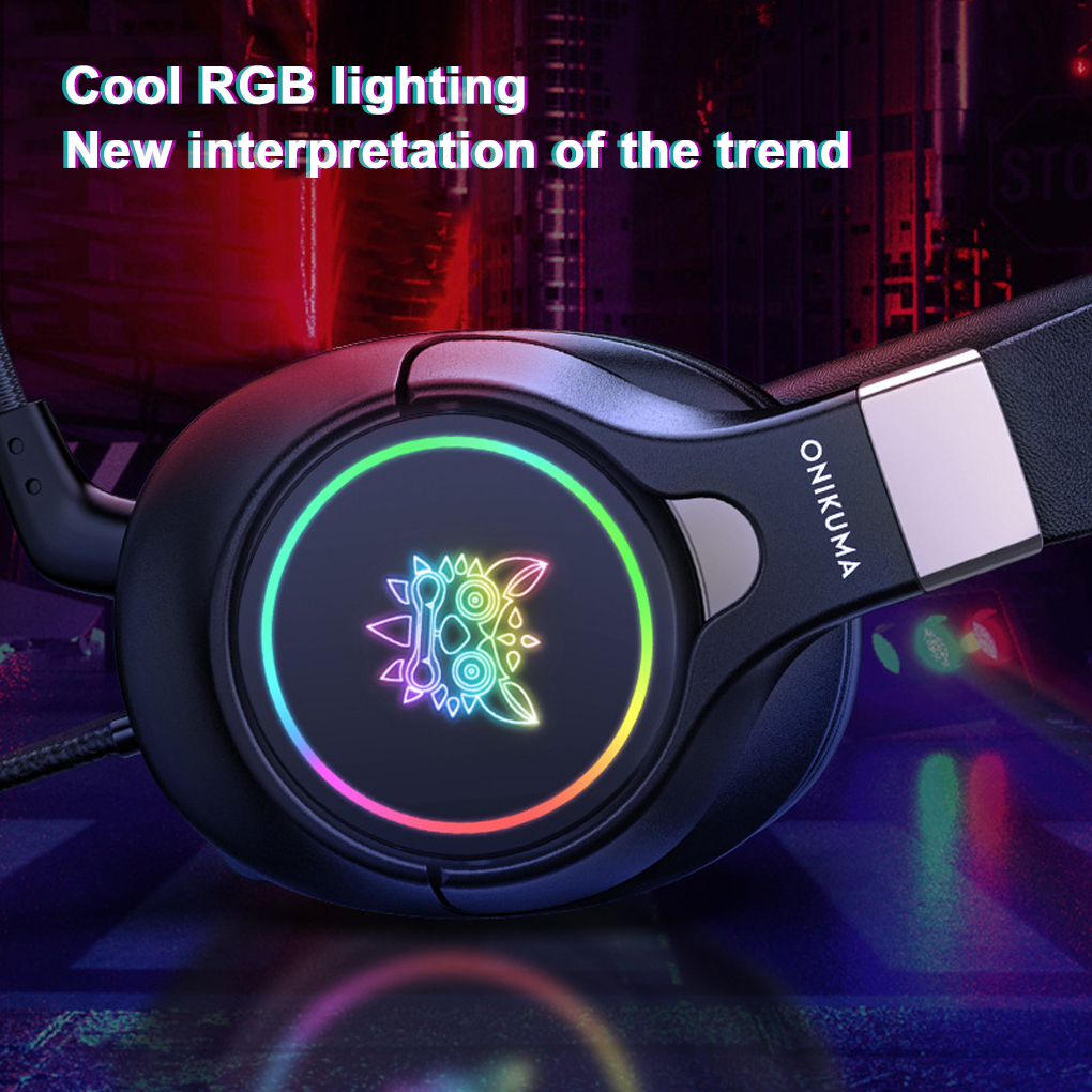 Onikuma stereo-kopfhörer mit kabel und led-beleuchtung, gaming-headset, tragbarer ohrhörer, online-meeting-laptop-zubehör