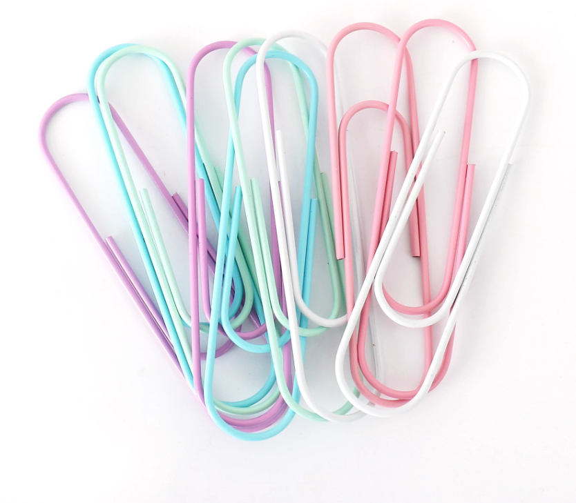 75mm/100mm random color big size paper clips 10pcs/lot: WHITE