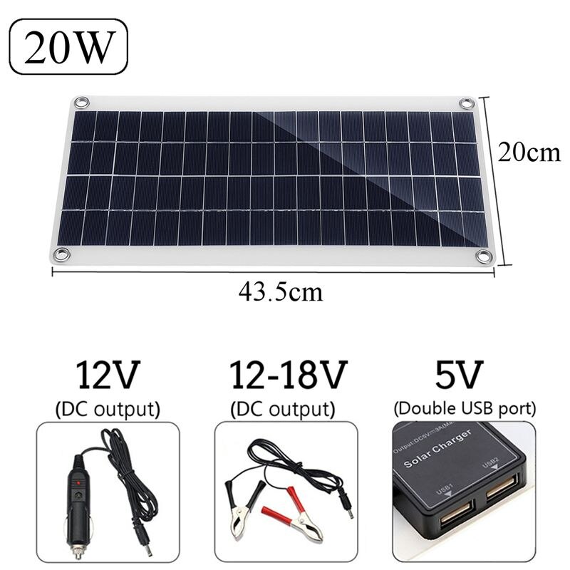 Zonnepanelen Super Zwart 25W Watt Monokristallijn Zonnepaneel 0A Solar Charger 18V + Dc Lijn Zon panel Solar Mobiele Power Bank