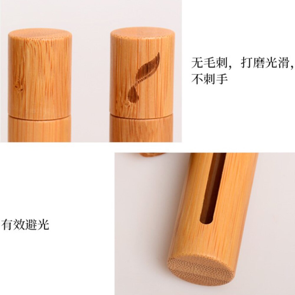 10ml bambu rulle på flaska med stål roller glas kosmetika behållare bärbar ögon eterisk olja massage roller ball tub