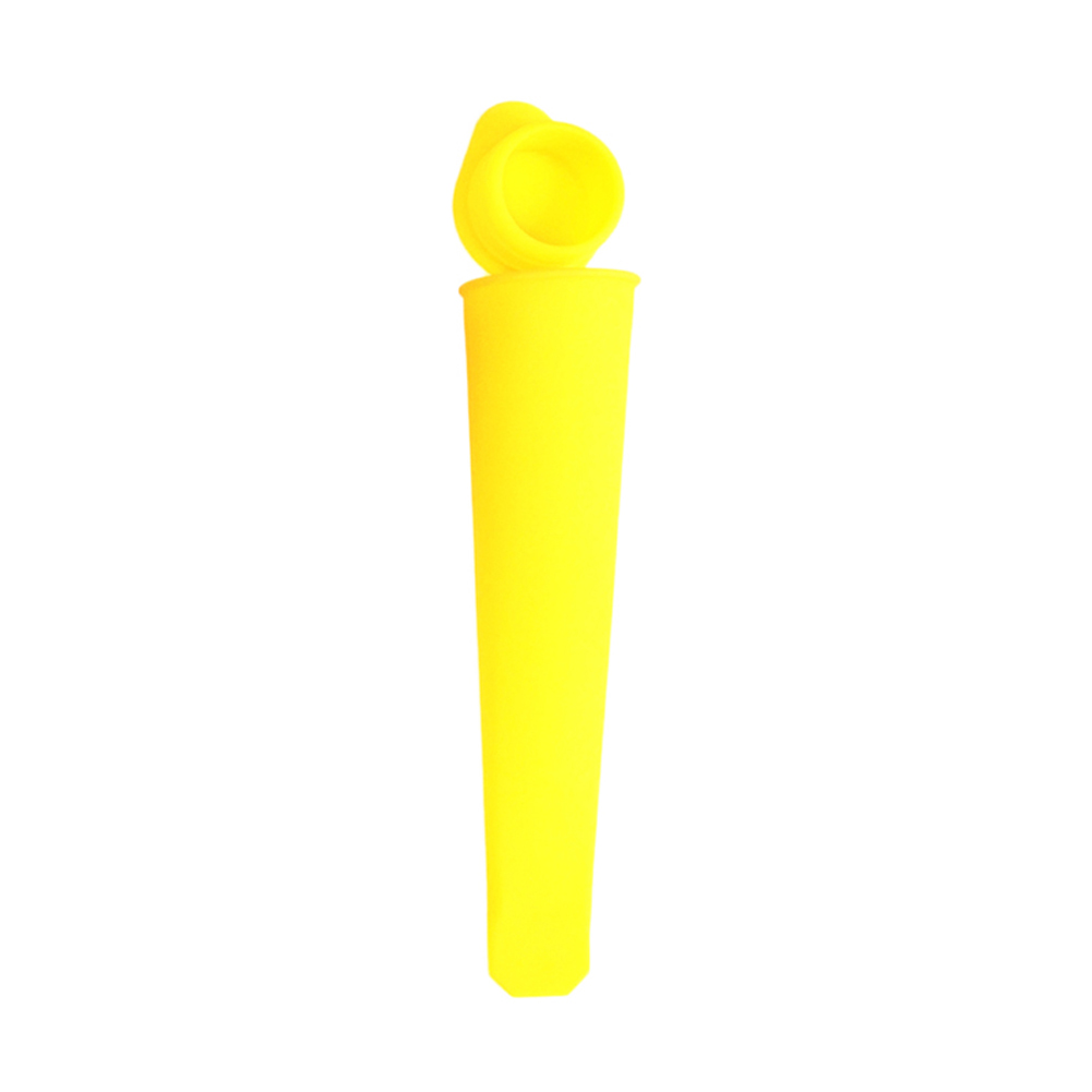1PC Colorful Silicone Ice Pop Mold Popsicles Mould with Lid DIY Ice Cream Makers Push Up Ice Cream Jelly Lolly Pop for Popsicle: Yellow