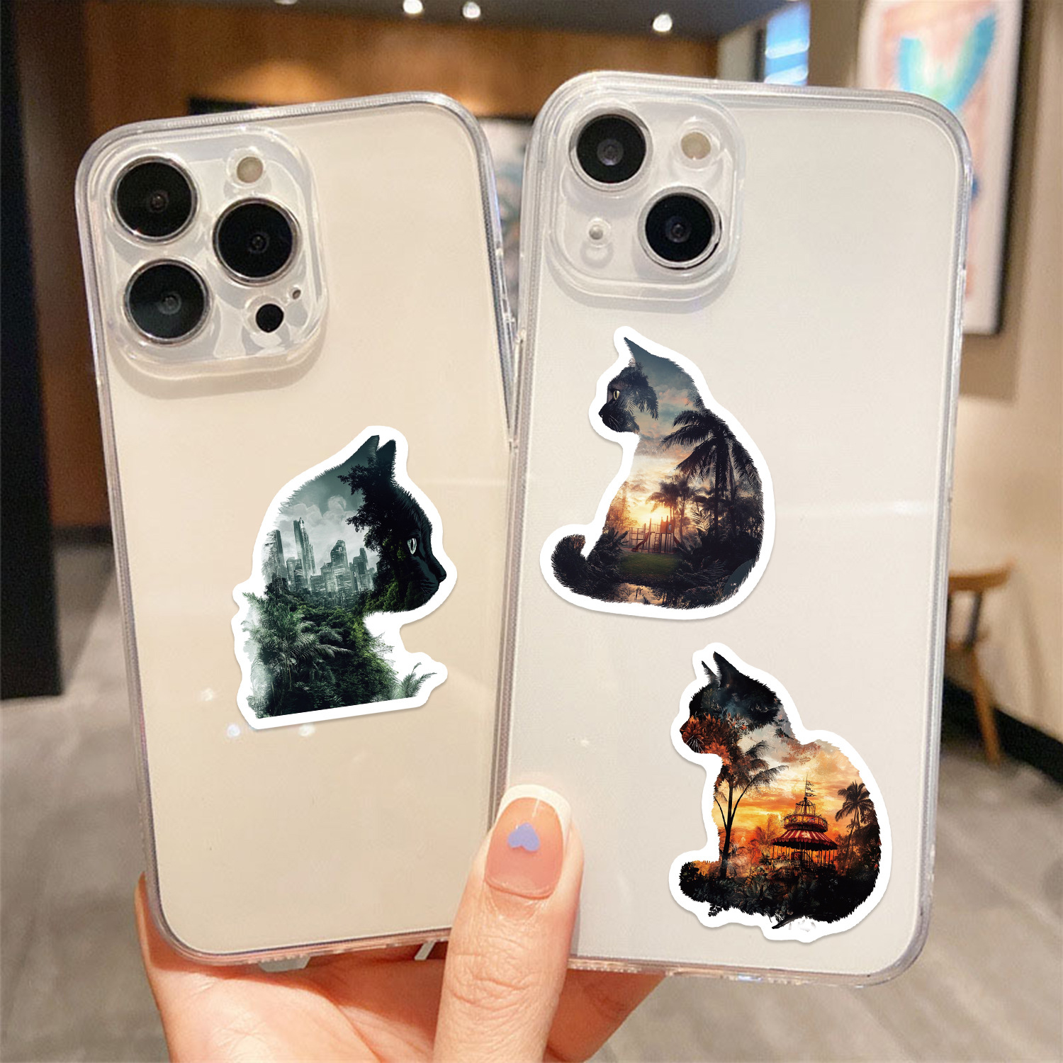 50 sztuki uroczych naklejek z nadrukami kotów, scrapbooking, laptop, graffiti, artykuły papiernicze, obraz, salon, telefon, naklejka na deskorolkę