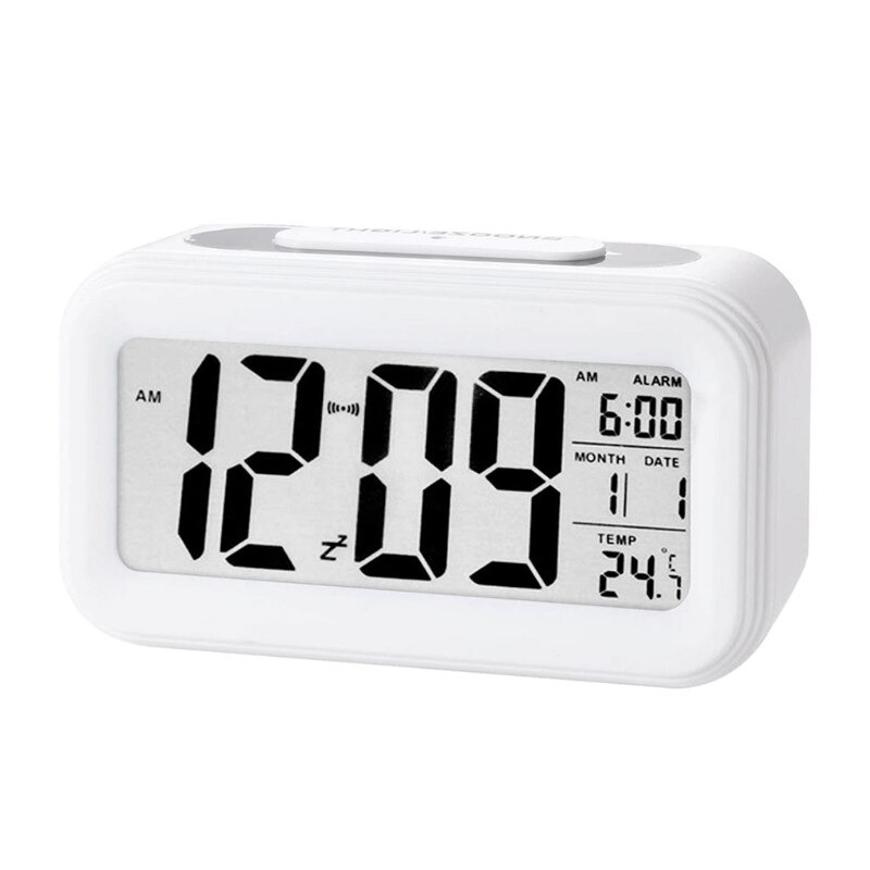 Digital Alarm Clock,LED Display Clocks Snooze Activated Night Light with Date Ca X6HC: White