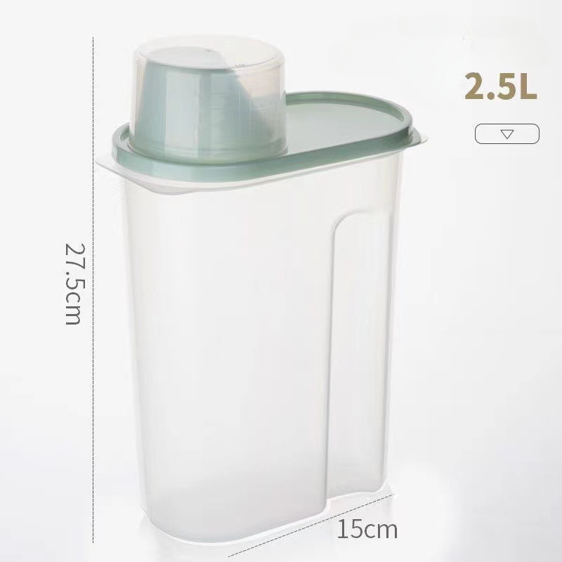 2.5/1.9l Plastic Voorraadtank Met Maatbeker Vochtbestendige Verzegelde Pot Accessoires Voor Dierbenodigdheden: Donker Kaki