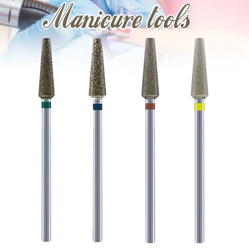 Emery Nail Drill Electric grinding drill Conical Flat Tip Drill Bits for Manicure 2.35mm Hole Nail File Machine