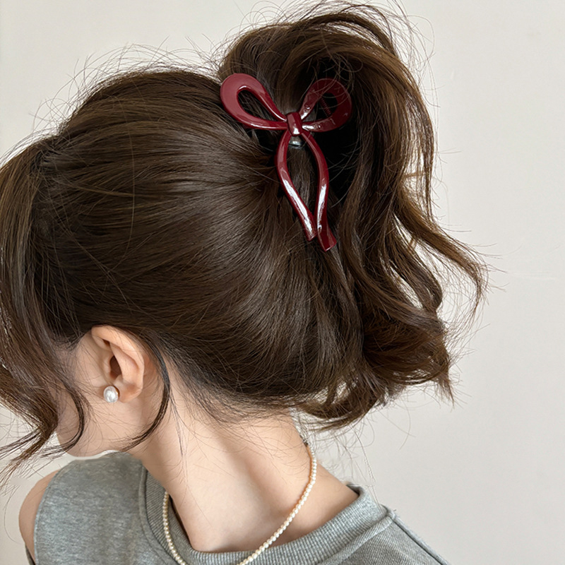 Pinzas para el cabello grandes de Color rojo oscuro para mujer, pasadores, horquillas, pinzas para el cabello de cola de caballo de plástico, accesorios para el cabello de tiburón para niñas mayores: Blanco