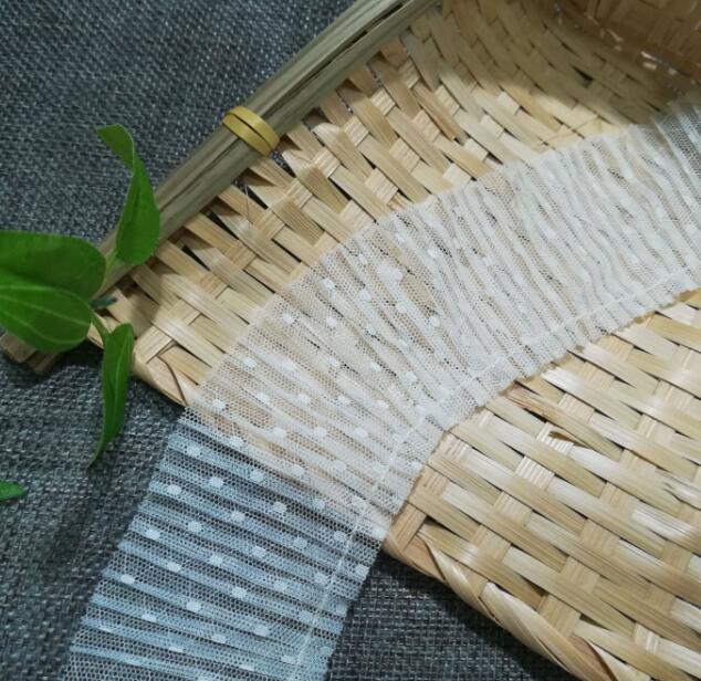1Yards Geplooide Guipure Chiffon Kant Stof Breed 5Cm Dot Kant Trim Applique Kraag Lint Veters Jurk Naaien Ambachten dentelle Q01: Beige