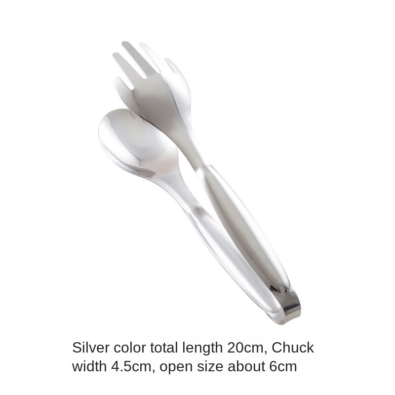 Kitchen utility stainless steel hand clip full-featured barbecue clip cake clip grill food clip.: Silver