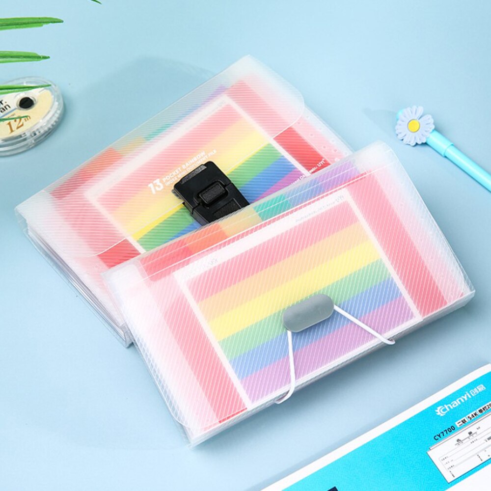 1pc Plastic A6 File Folder Document Organizer Receipt File Expanding Wallet 13 Pockets Bill Folders Paper Holder Office Supplies
