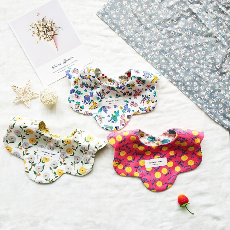 360 ° Draaien Baby Katoen Kwijlen Slabbetjes Dual Side Print Speeksel Handdoek Feeding Schort