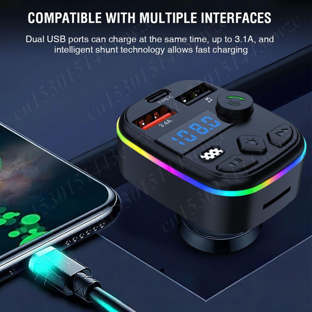 Auto Fm Zender Auto Mp3 Speler Bluetooth5.3 Ondersteuning Tf Kaart U Schijf Handsfree Mp3 Speler Radio Mp3 Speler Adapter Autolader