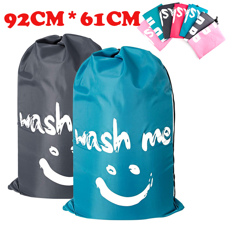 Nylon waszak met hoge capaciteit, reistas, opbergtas, mand, wasmachine, vuile kleren, trektouwzak