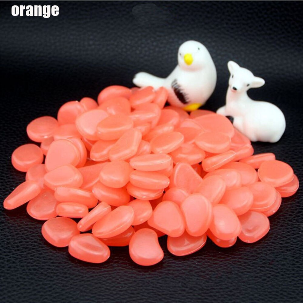 50Pcs Garden Pebbles Glow Stones Rocks for Walkways Garden Path Patio Lawn Garden Yard Decor Luminous Stones: Orange