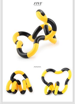 Twisted Ring Magic Fidget Magic Trick Rope DIY Winding Leisure Education Stress Relief for Kid Xmas Toy Random Send: black  yellow