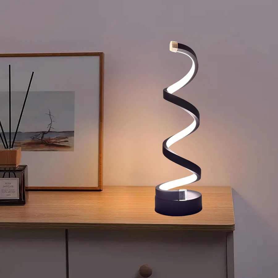 Lampada da comodino per camera da letto 1 pz - Alimentatore USB con luce tattile dimmerabile a 3 vie, lampada da comodino moderna e semplice a spirale dimmerabile