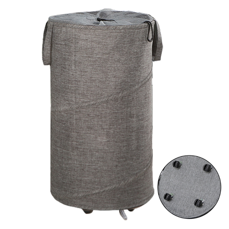 Large Rolling Laundry Basket Wheels Collapsible Tall Laundry Hamper Handle Foldable Dirty Clothing Fold up Baskets