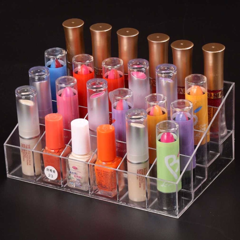 Transparant Acryl 24 Lippenstift Display Stand Case Sieraden Doos Make Organizer Tool Cosmetische Thuis Opslag Houder S