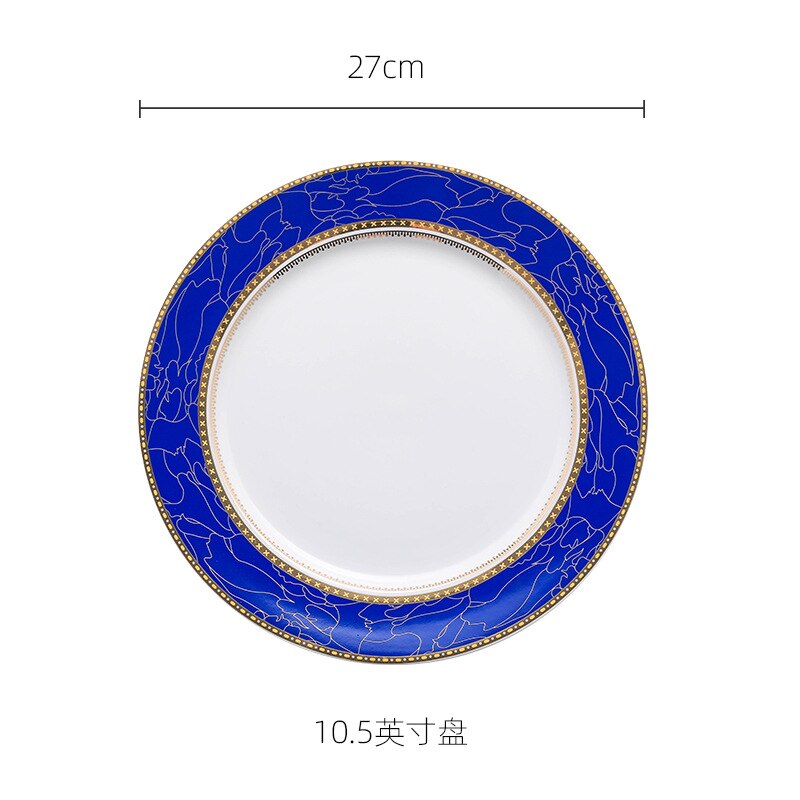Nordic Blue Dinner Plate Set Bead Glass Charger Plate for Dinner Fancy Serving Plate for Wedding 10 inch beautiful Crockery: 10.5 inch blue plate