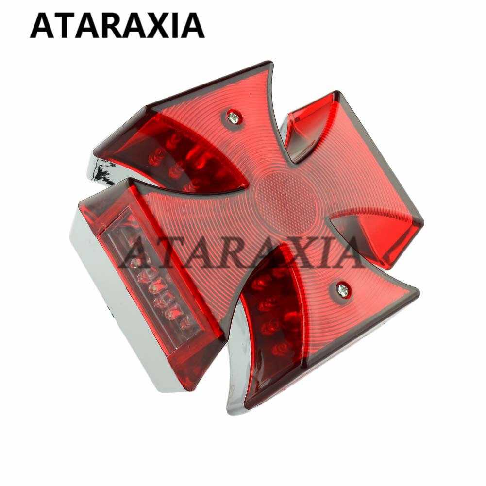 Universele Motorfiets Led Achterlichten Remlicht Rood Iron Cross Knipperlicht Brake Achterlicht Led Met Kentekenverlichting: Big Taillight