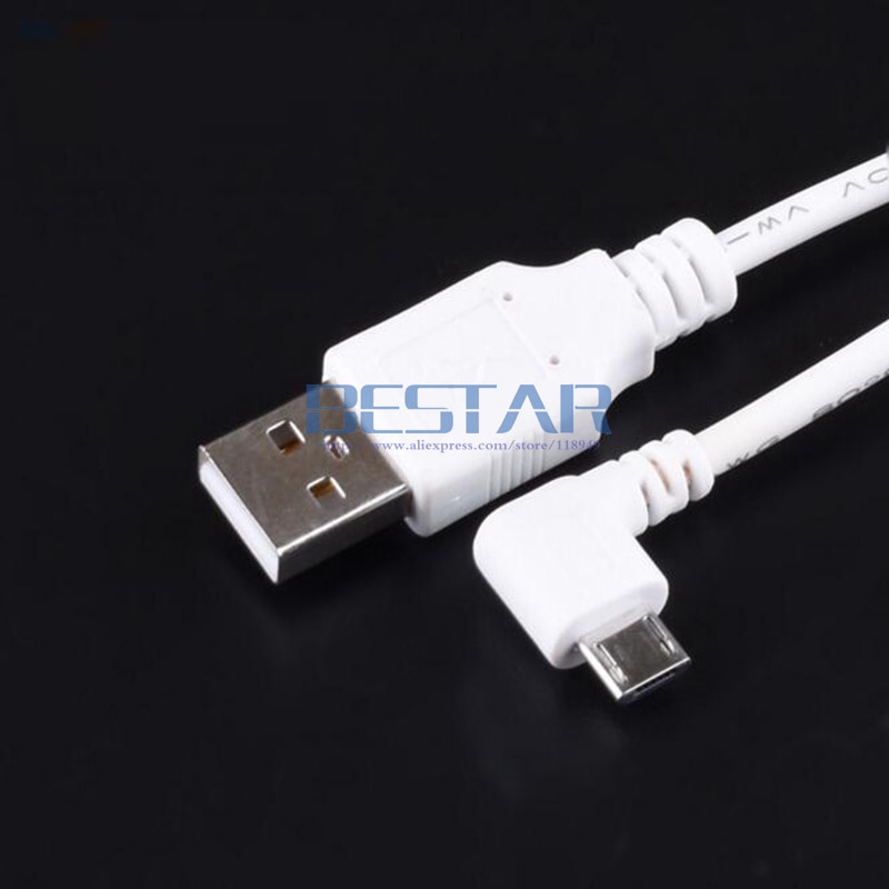 Wit 100 cm 1 M 3FT DC Stekker USB 2.0 Naar Micro USB Elleboog Links Schuine 90 graden 2A opladen lading 2pin Kabel
