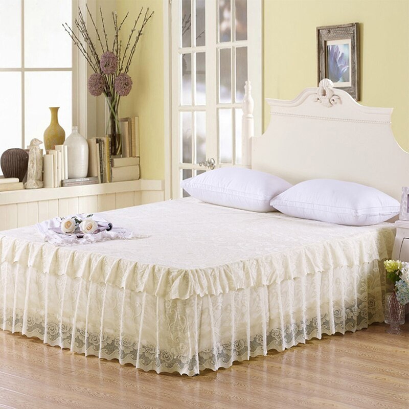 Blonder blomsterlagner skønhed prinsesse monteret sengetøj lagen madras sengetæppe seng nederdel sengetæppe nederdele til senge lyserød