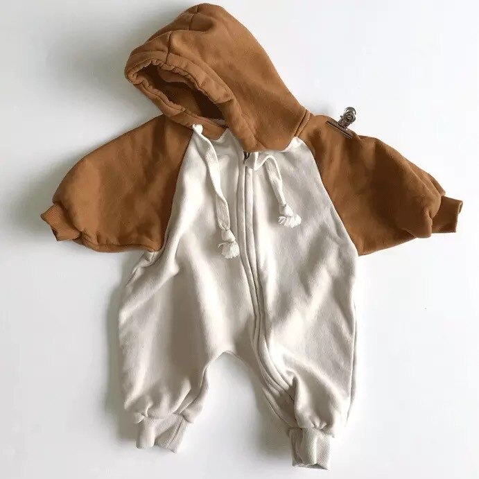 Invierno bebé coreano de manga larga niño y niña bebé niña mameluco ropa de bebé recién nacido Ropa de niña: brown / 90CM