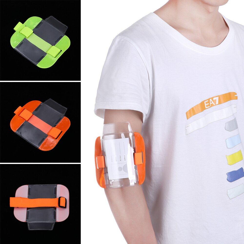 1PC PVC Card Sleeve ID Badge Holder Universal ID Card Holder Transparent Visibility Arm Band Badge Holder Office Supplies