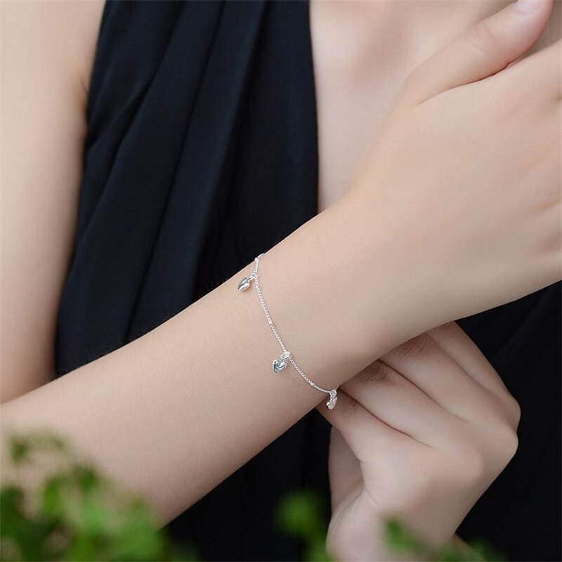 LUKENI Trendy 925 Sterling Silber Armbänder Für Frauen Schmuck Charme Herz Silber Fußkettchen Mädchen Engagement Party Zubehör